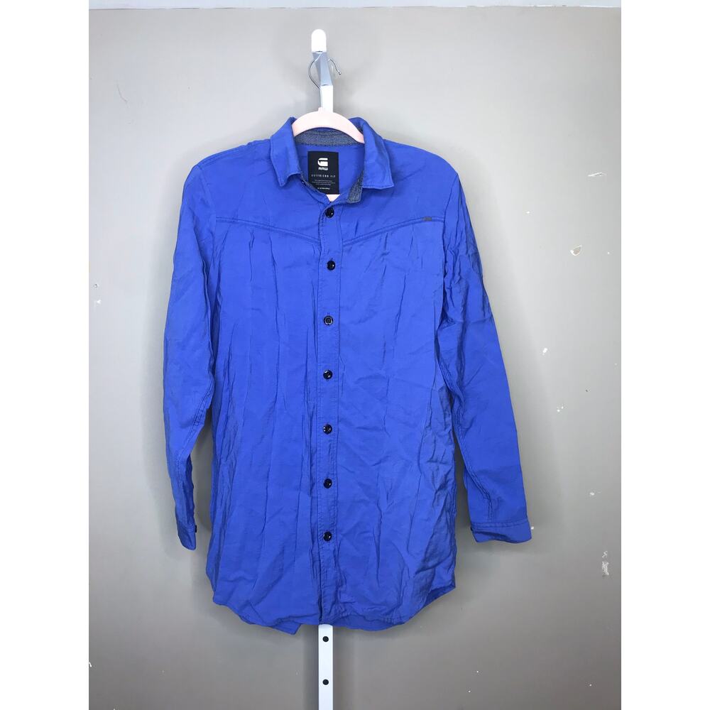 G-STAR RAW blue button-down long sleeve boyfriend fit shirts men